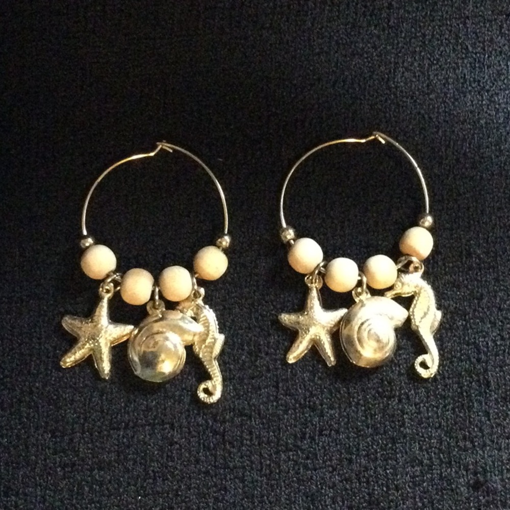 Vintage Sea/Marine/Nautical Pierced Earring Hoops